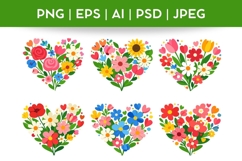 Heart Shaped Bouquet Bundle Doodle|Vector &amp; PNG Illustration Product Image 1