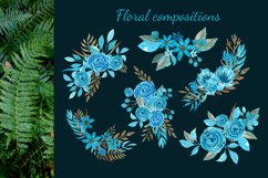 Watercolor blue and gold floral set Product Image 3