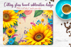 Sunflowers cutting board sublimation png | Summer floral Product Image 1