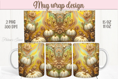 Happy Halloween day mug wrap design png | 3d Gold pumpkin Product Image 1