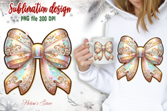 Cute Christmas coquette bows design|Gold bow T-shirt clipart Product Image 2