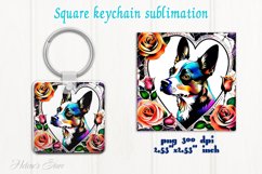 Lover Dog square keychain|Floral heart pets Keychains design Product Image 1