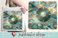 Aquamarine ocean gold and pearl sublimation design png Product Image 1