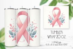 Breast cancer awareness ribbon tumbler 20oz wrap sublimation Product Image 1