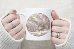 Christmas deer round design| Pink Iridescent T-shirt clipart Product Image 3