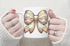 Cute Christmas coquette bows design|Gold bow T-shirt clipart Product Image 4