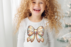 Cute Christmas coquette bows design|Gold bow T-shirt clipart Product Image 1