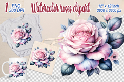 Watercolor Aesthetic Roses Clipart| Amazing pink Flower png Product Image 1