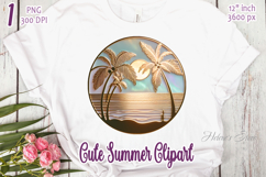 Summer beach palm pearl pattern clipart | Cute ocean design Product Image 1