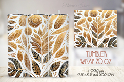 Autumn Gold Leaves straight tumbler 20oz wrap design png Product Image 1