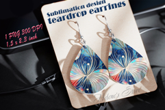 Abstract Patriotic teardrop earrings sublimation design png Product Image 1