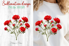 Red Carnations flowers sublimation design png|Floral clipart Product Image 1