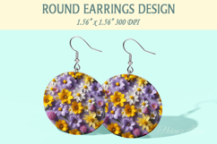 Spring Flowers earrings | Floral Round Earring sublimation Product Image 1