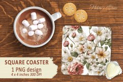 Florals bouquet square coaster | Coasters square sublimation Product Image 2