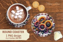 Sunflower Round Coaster | Round coaster sublimation designs Product Image 1