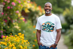 African american man white t-shirt mockup JPG and PSD Product Image 2