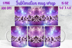 Lilac pastel floral mug wrap 15 oz sublimation design png Product Image 1