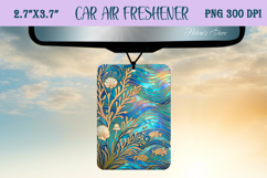 Blue &amp; gold iridescent ocean Air Freshener Car sublimating Product Image 1