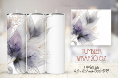 Purple watercolor leaves straight tumbler 20oz wrap designs Product Image 1