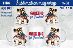 Cute American Patriotic puppy dog mug wrap sublimation 15 oz Product Image 1