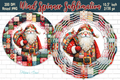 Patchwork Santa Claus Wind Spinner sublimation design png Product Image 1