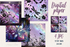 Floral lilac pearl digital paper | Scrap booking graphics Product Image 1