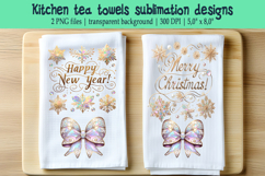 Christmas Coquette bows sublimation kitchen tea towel BUNDLE Product Image 7