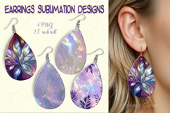Shine Floral Lilac Iridescent Earrings sublimation designs Product Image 1