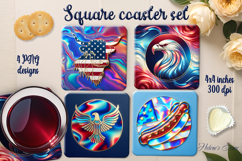 Bright Abstract American Patriotic square coaster designs Product Image 1