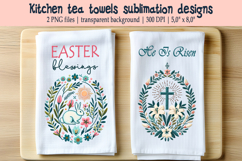 Easter floral wreath with eggs kitchen tea towel sublimation Product Image 1