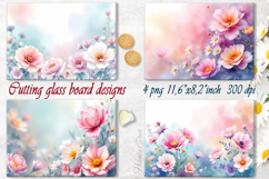 Tropical flowers designs | Floral cutting board sublimation Product Image 1