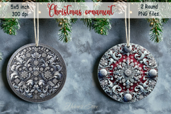 Christmas vintage round ornament sublimation designs PNG Product Image 1