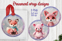 Christmas fox round ornament designs| Pink forest animals Product Image 1