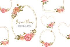 Bee Pink &amp; Peach Flowers, Watercolor Clipart, Hand Painted Product Image 2