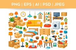 Home Furniture Bundle Doodle|Vector &amp; PNG Moving Product Image 1