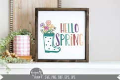 Hello Spring svg, Floral Rain Boots, Farmhouse svg Product Image 3