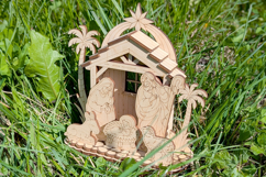 Christmas Laser Cut File - 3d Nativity Barn with Baby Jesus Product Image 2