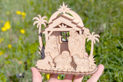 Christmas Laser Cut File - 3d Nativity Barn with Baby Jesus Product Image 4