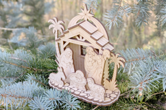 Christmas Laser Cut File - 3d Nativity Barn with Baby Jesus Product Image 5