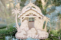 Christmas Laser Cut File - 3d Nativity Barn with Baby Jesus Product Image 6
