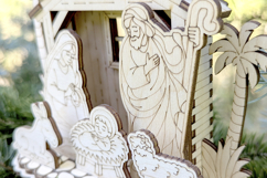 Christmas Laser Cut File - 3d Nativity Barn with Baby Jesus Product Image 3