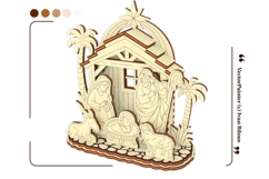 Christmas Laser Cut File - 3d Nativity Barn with Baby Jesus Product Image 11