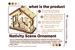 Nativity Ornament - Laser Cut File, SVG Christmas Miniature Product Image 2