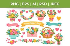 Cute Mother's Day Bundle Doodle|Vector &amp; PNG Illustration Product Image 1