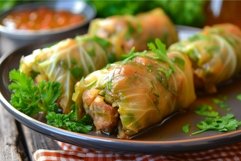 Traditional stuffed cabbage rolls on a plate Product Image 1