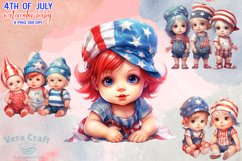 4th Of July Baby Watercolor Clipart Bundle - 8 Variations Product Image 1