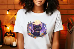 Cute Halloween clipart | Kawaii black cat sublimation design Product Image 2
