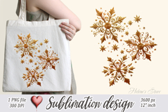 Christmas snowflakes design| Gold pattern T-shirt clipart Product Image 2