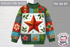 Christmas Patchwork Sublimation Design PNG Glitter Shine Product Image 1