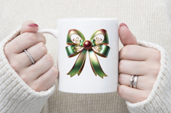 Christmas coquette bows design|Red Green bow T-shirt clipart Product Image 3